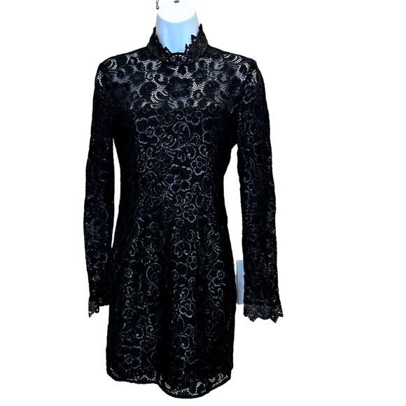 Rachel Zoe Black Metallic Lace Mini Sheath Dress Size 2 Designer Cocktail $465 - Picture 4 of 9